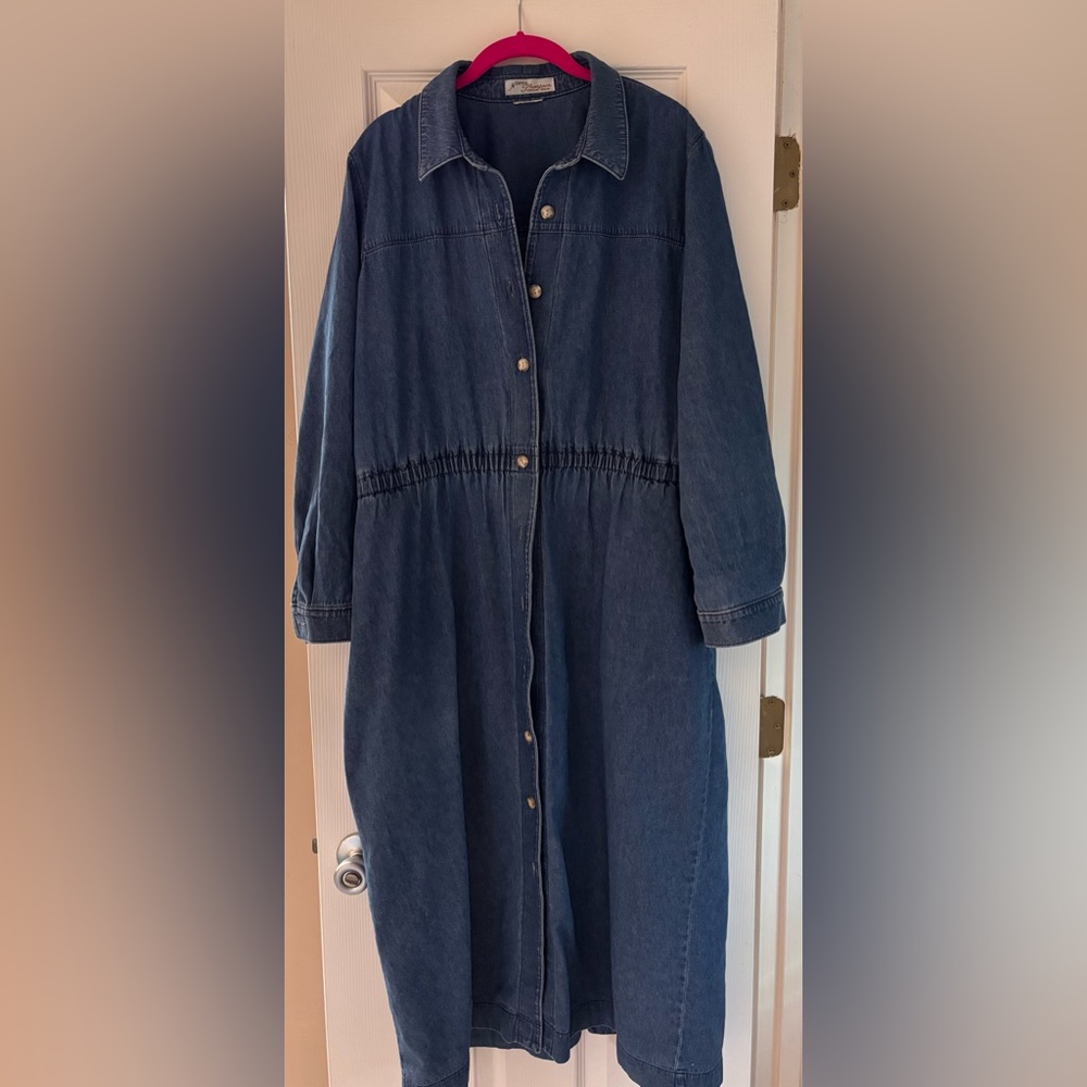 Vintage Norm Thompson Blue Denim Button Front Dress